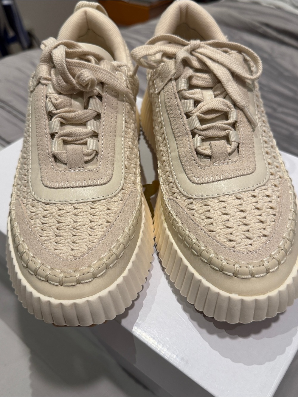 Dolce Vita Cream Woven Platform Sneakers